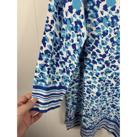 Coolibar Womens Oceanside Midi Dress XL Shift UPF 50+ Blue Geometric Print - Picture 4 of 8